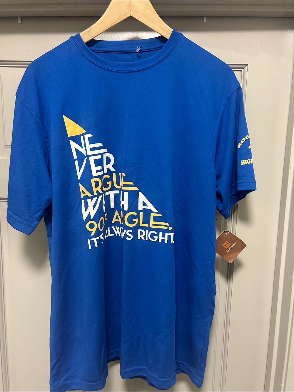 Blue Graphic Tee with Yellow & White Print